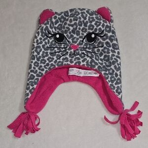 🎁Childrens Place Pink and Gray Snow Leopard Fleece Hat Size L (2-4 Years)